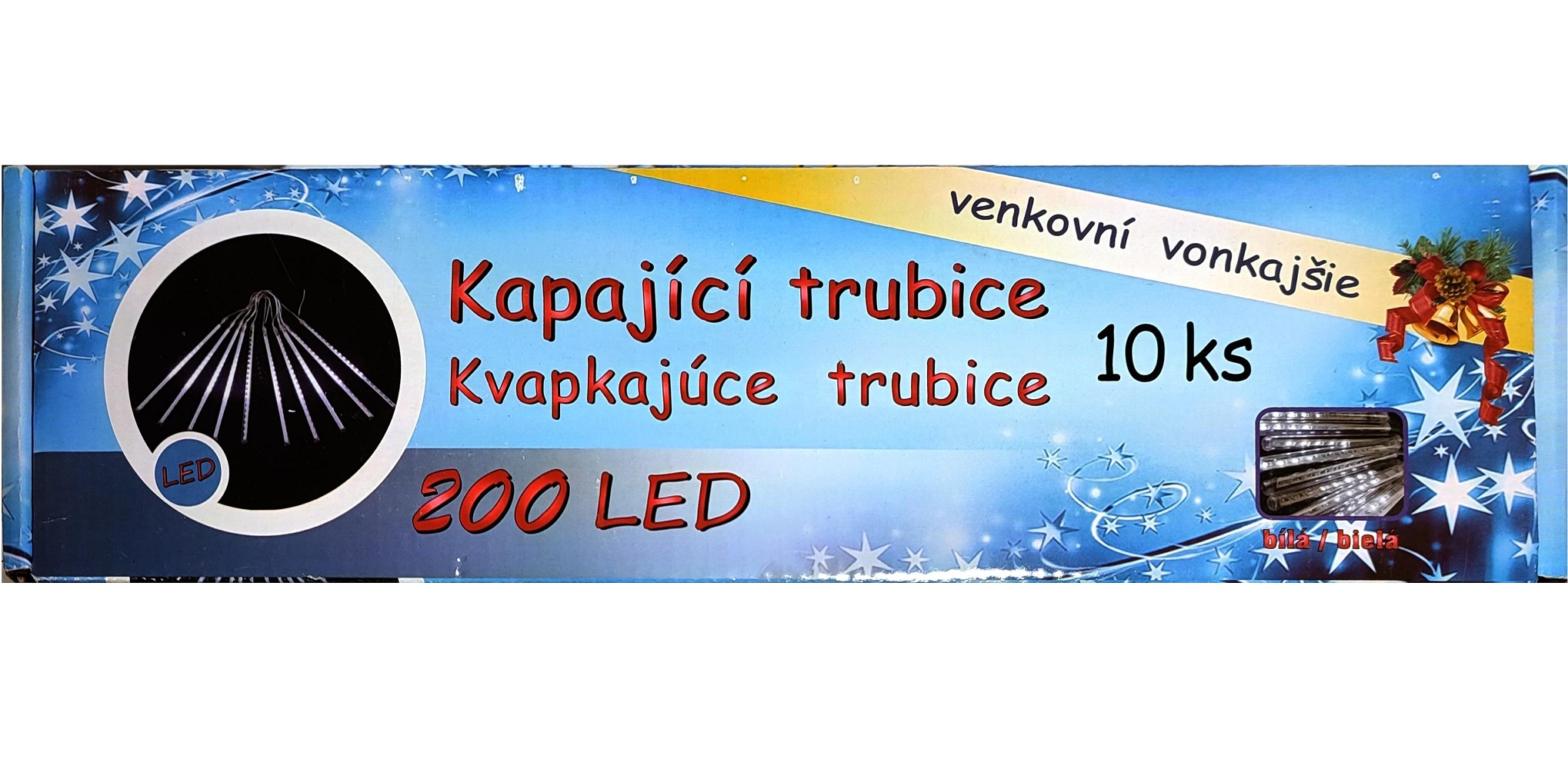 Vianočná reťaz kvapkajúce trubice 10 ks 200 LED